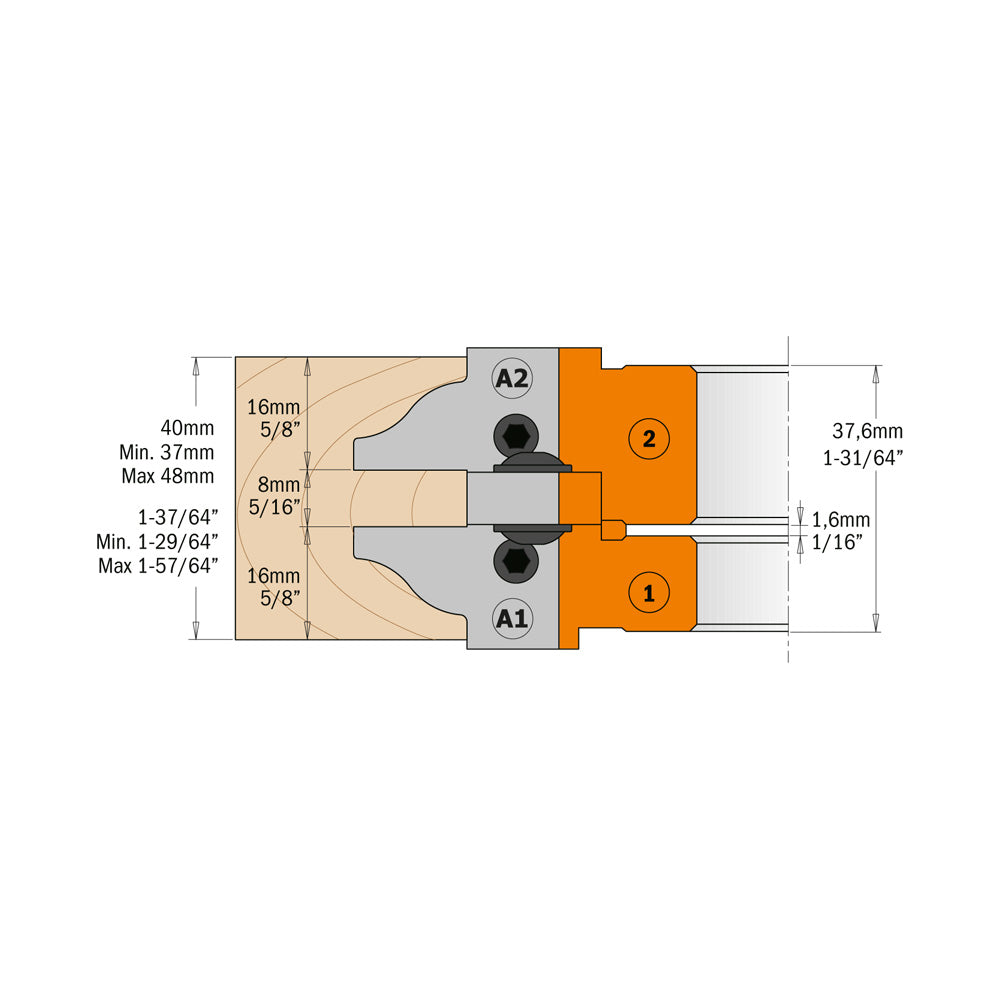 CMT Orange Tools 694.015.31 Profile and counter profile cutter head sets industrial industrial Tools Cutter heads & knives Woodworking Tools and accessories Ireland Maginn Machinery 05