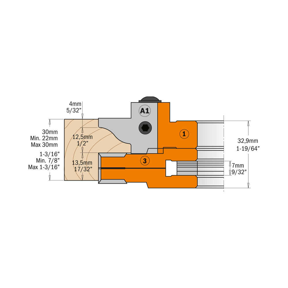 CMT Orange Tools 694.015.30 Profile and counter profile cutter head sets industrial industrial Tools Cutter heads & knives Woodworking Tools and accessories Ireland Maginn Machinery 06