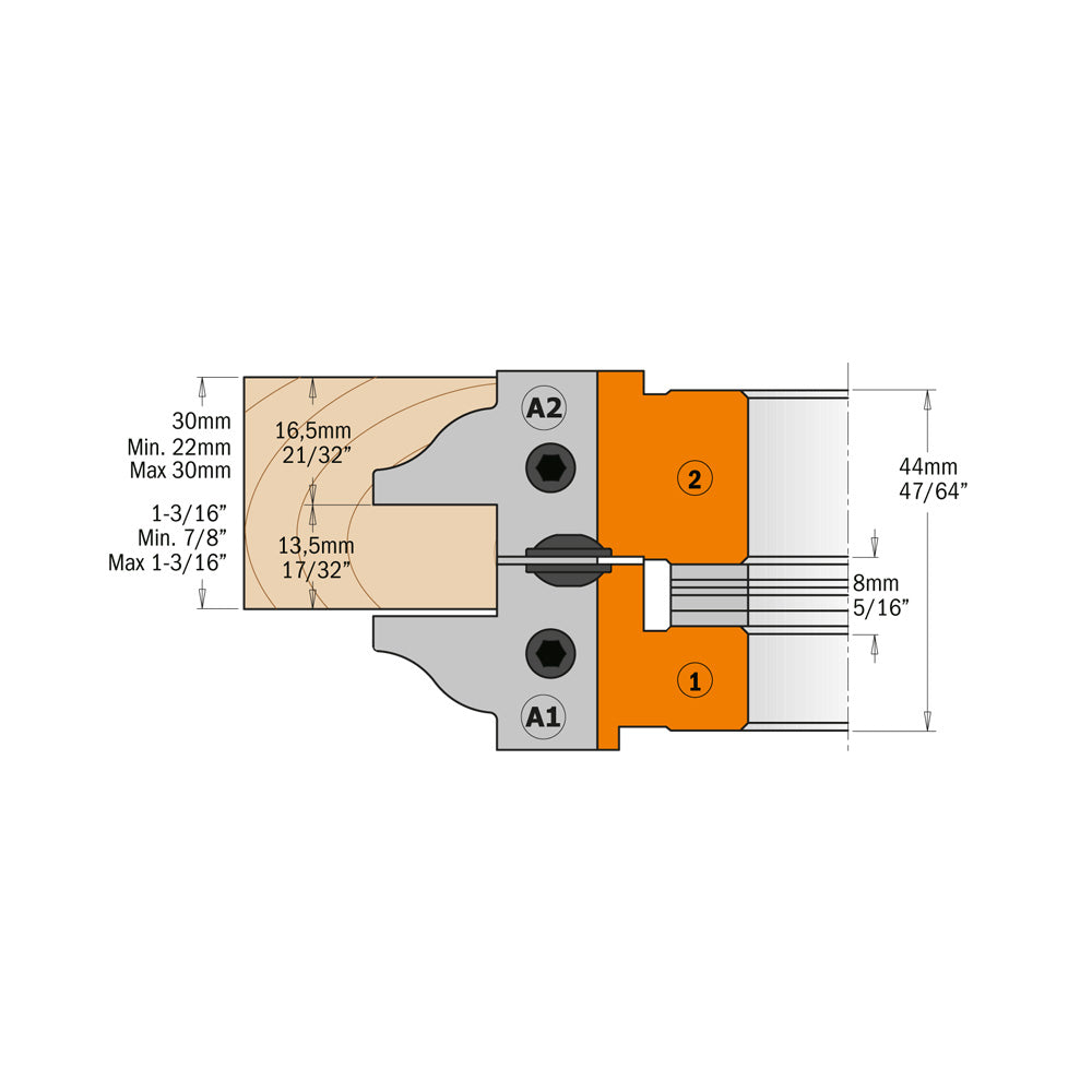 CMT Orange Tools 694.015.30 Profile and counter profile cutter head sets industrial industrial Tools Cutter heads & knives Woodworking Tools and accessories Ireland Maginn Machinery 07