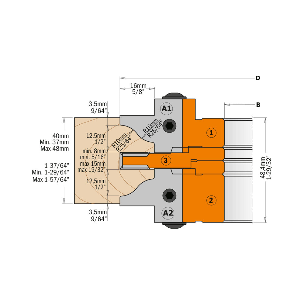 CMT Orange Tools 694.015.30 Profile and counter profile cutter head sets industrial industrial Tools Cutter heads & knives Woodworking Tools and accessories Ireland Maginn Machinery 04