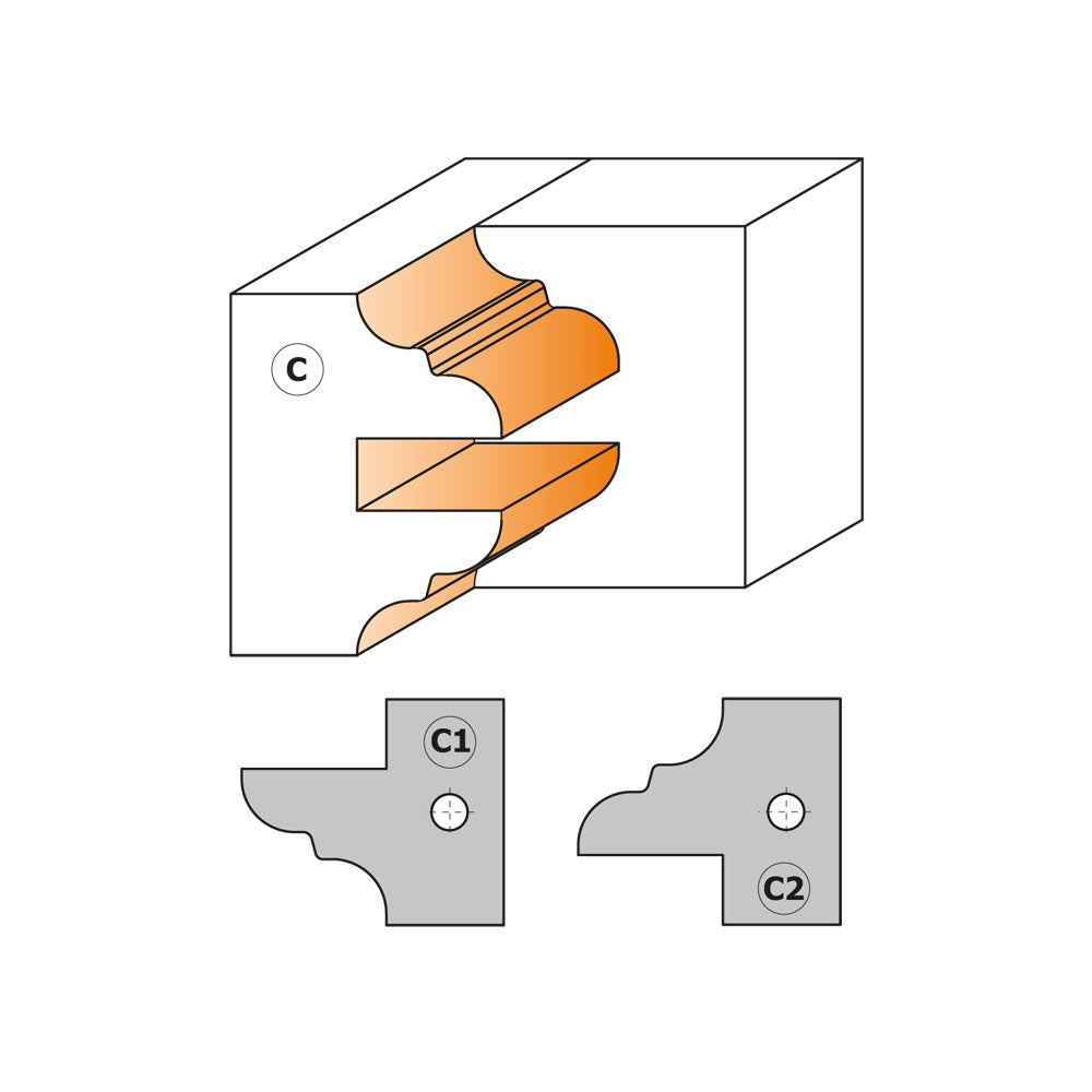 CMT Orange Tools 694.015.30 Profile and counter profile cutter head sets industrial industrial Tools Cutter heads & knives Woodworking Tools and accessories Ireland Maginn Machinery 11