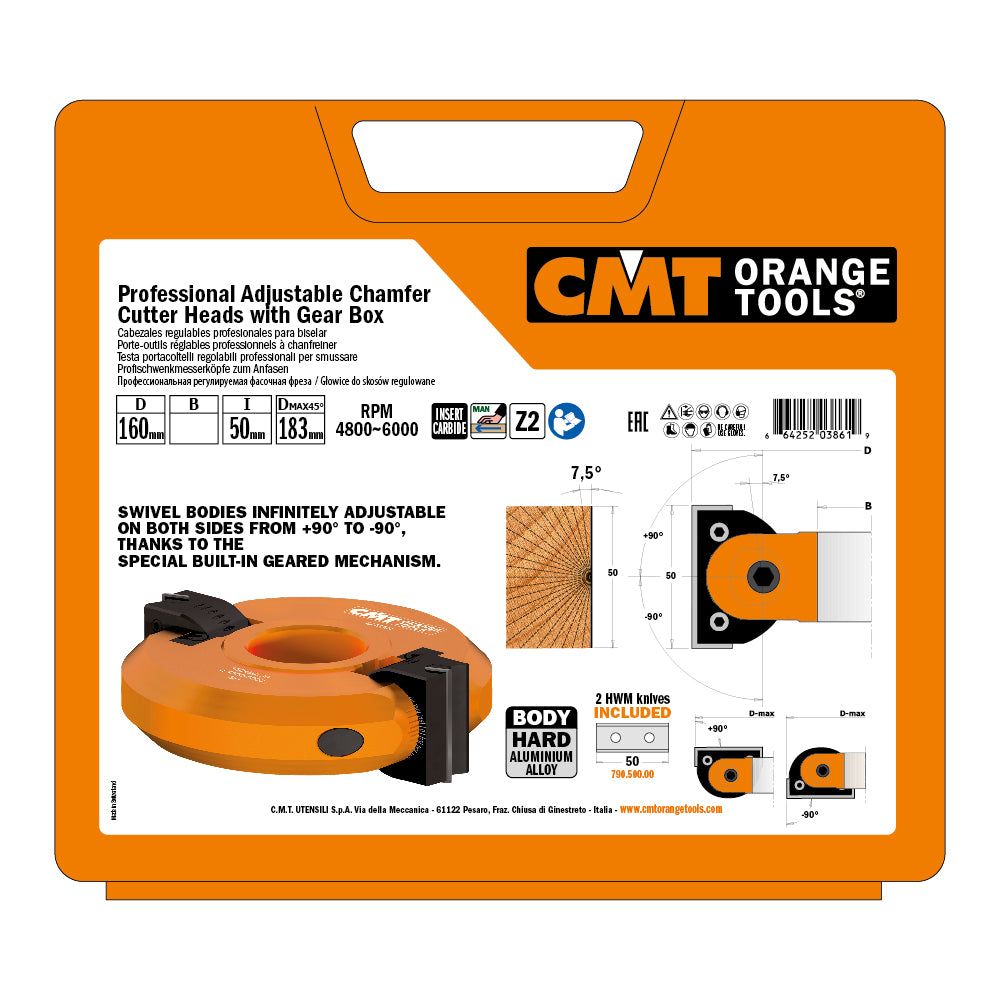 CMT Orange Tools 694.017.30 Professional Adjustable Chamfer Cutter Head ±90° industrial industrial Tools Cutter heads & knives Woodworking Tools and accessories Ireland Maginn Machinery 02