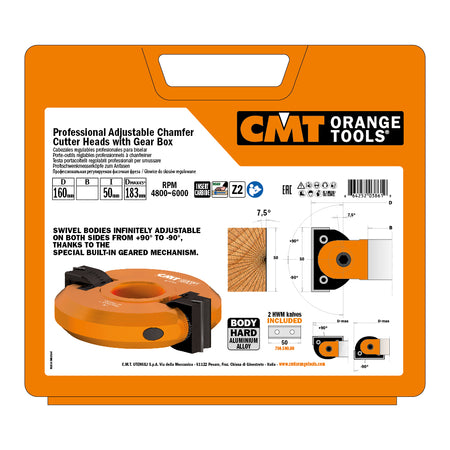 CMT Orange Tools 694.017.30 Professional Adjustable Chamfer Cutter Head ±90° industrial industrial Tools Cutter heads & knives Woodworking Tools and accessories Ireland Maginn Machinery 02