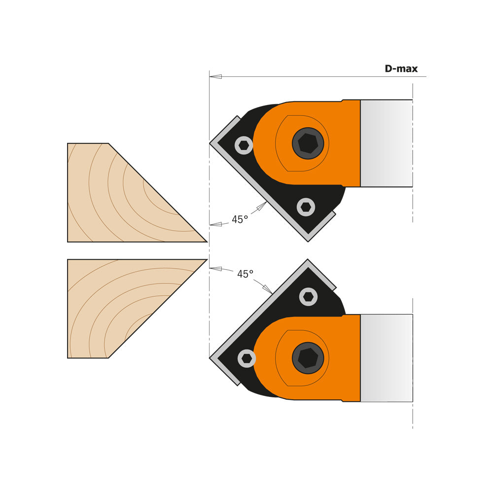 CMT Orange Tools 694.018.40 Adjustable Chamfer Cutter Head ±45° industrial industrial Tools Cutter heads & knives Woodworking Tools and accessories Ireland Maginn Machinery 05