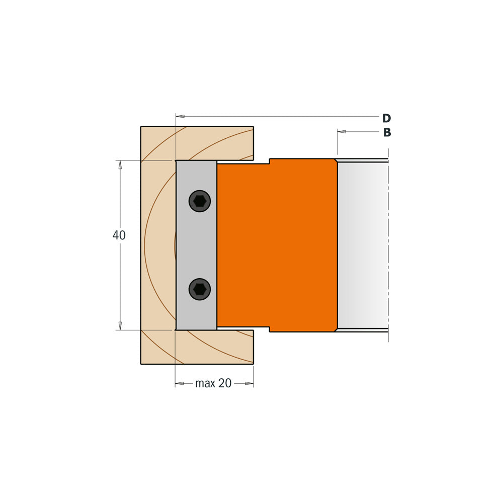 CMT Orange Tools 694.020.30 Cutter Head for Rabbeting & Profile Knives 40mm (1-37/64") industrial industrial Tools Cutter heads & knives Woodworking Tools and accessories Ireland Maginn Machinery 05