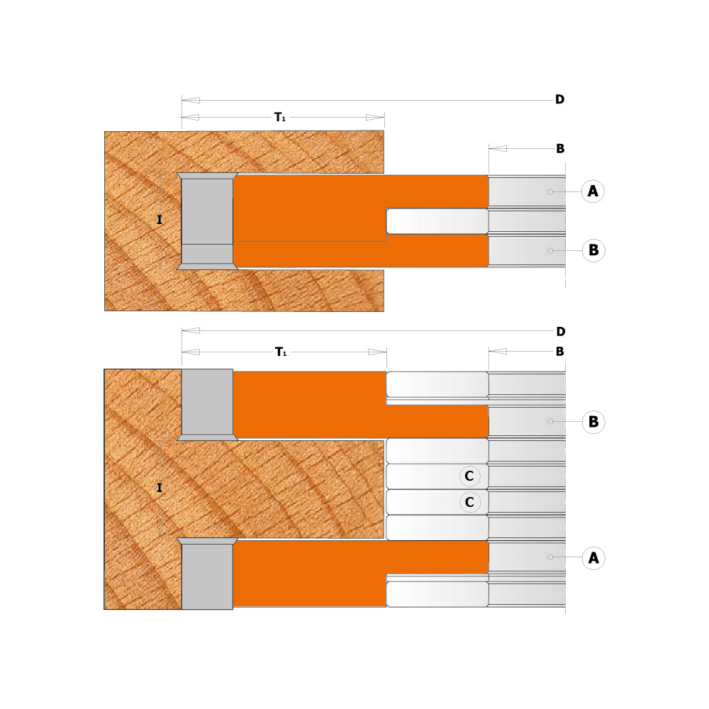 CMT Orange Tools 694.022.50 Adjustable Grooving Cutter Head Set (2 pcs.) industrial industrial Tools Cutter heads & knives Woodworking Tools and accessories Ireland Maginn Machinery 05