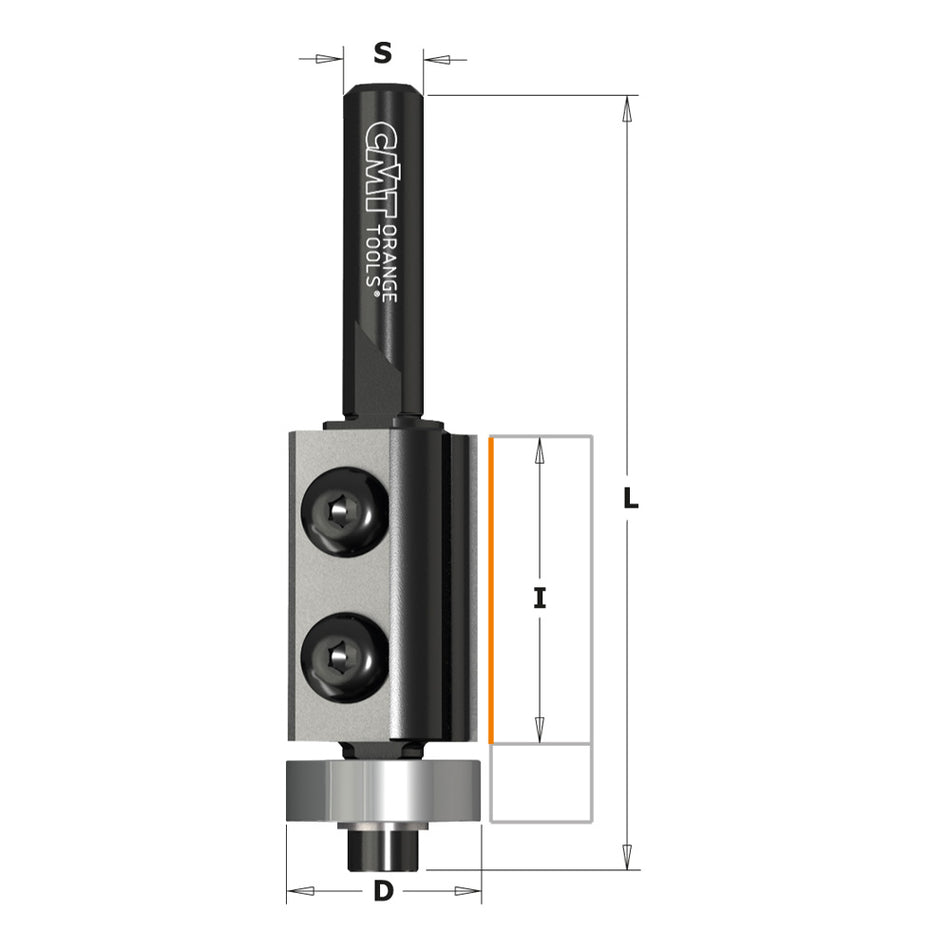 CMT Orange Tools 657.161.11 Flush trim bits with insert knives Industrial Industrial Tools Router bits with insert knives Woodworking Tools and accessories Ireland Maginn Machinery