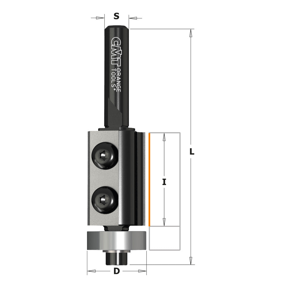 CMT Orange Tools 657.190.11 Flush trim bits with insert knives Industrial Industrial Tools Router bits with insert knives Woodworking Tools and accessories Ireland Maginn Machinery