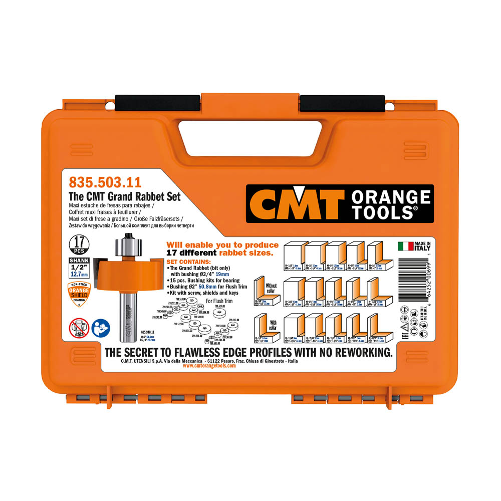 CMT Orange Tools 835.503.11 The CMT grand rabbet sets industrial industrial Tools Router bit sets Woodworking Tools and accessories Ireland Maginn Machinery 05