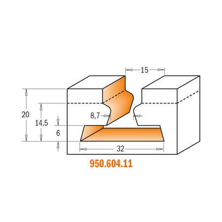 CMT Orange Tools 950.603.11 T-slot router bits industrial industrial Tools Industrial router bits Woodworking Tools and accessories Ireland Maginn Machinery 11