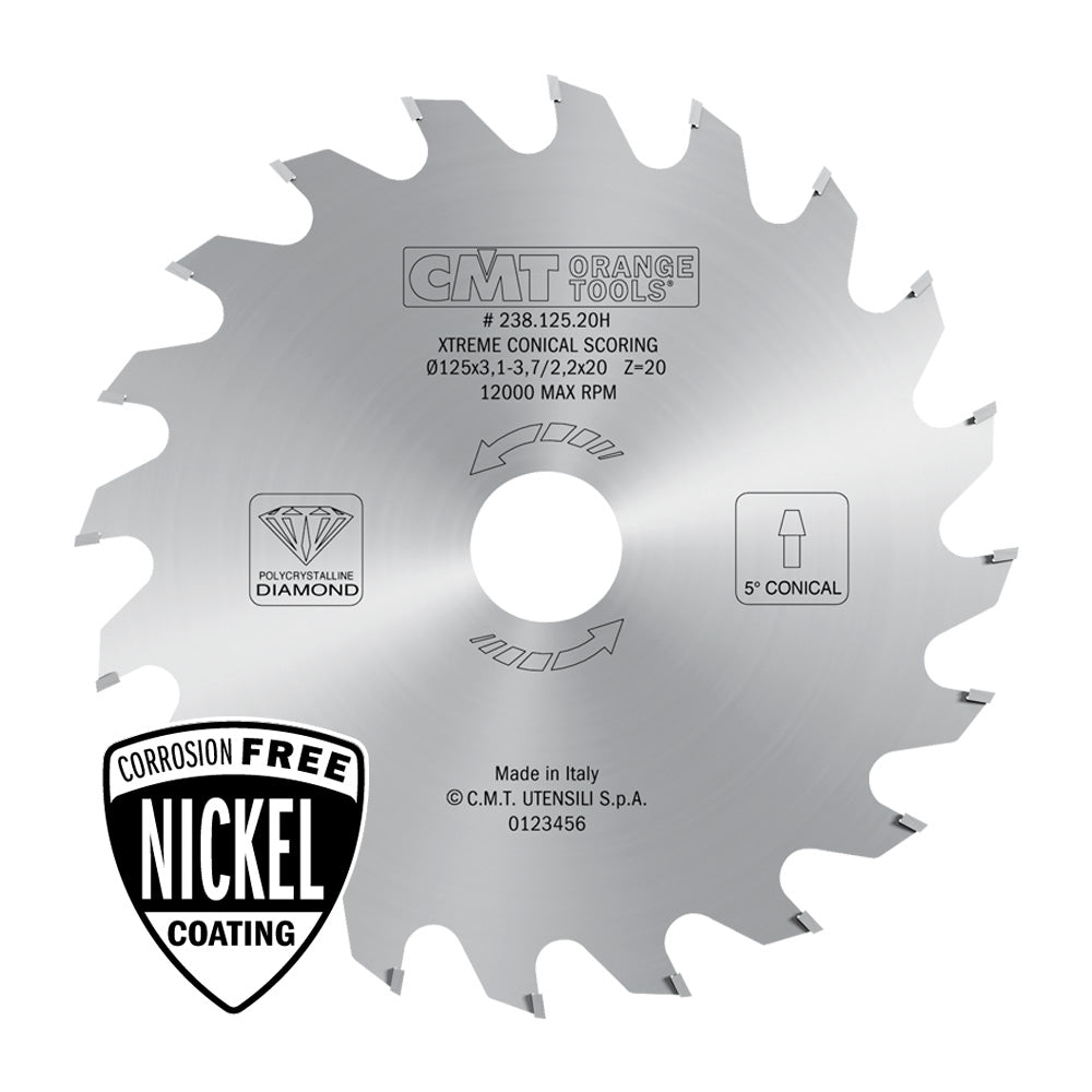 CMT Orange Tools 238.125.20H XTreme diamond conical scoring blades - LONG LIFE Industrial Industrial Tools Industrial circular saw blades Woodworking Tools and accessories Ireland Maginn Machinery