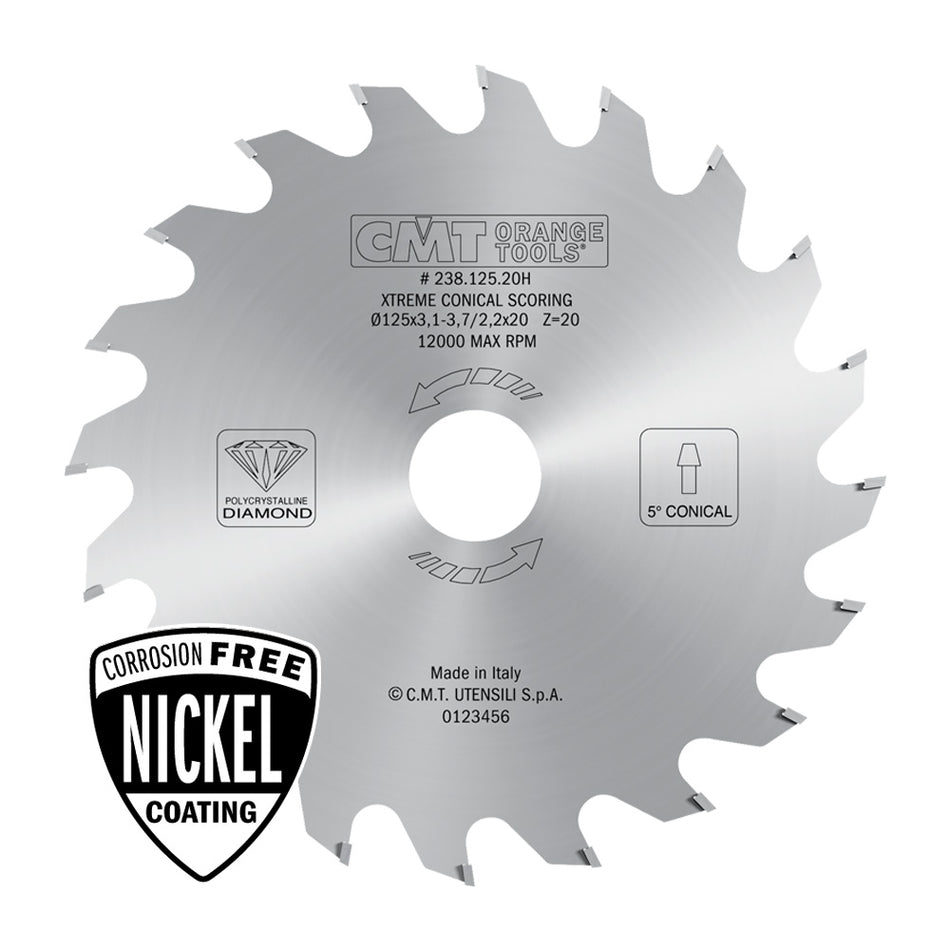CMT Orange Tools 238.125.20H XTreme diamond conical scoring blades - LONG LIFE Industrial Industrial Tools Industrial circular saw blades Woodworking Tools and accessories Ireland Maginn Machinery