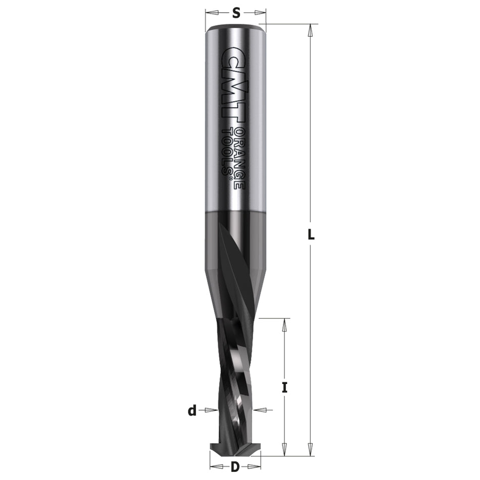 CMT Orange Tools 190.001.04 Solid Carbide Upcut & Downcut Spiral Bit with DLCS Chrome Coating Industrial Industrial Tools Router cutters & chucks for CNC Woodworking Tools and accessories Ireland Maginn Machinery 02