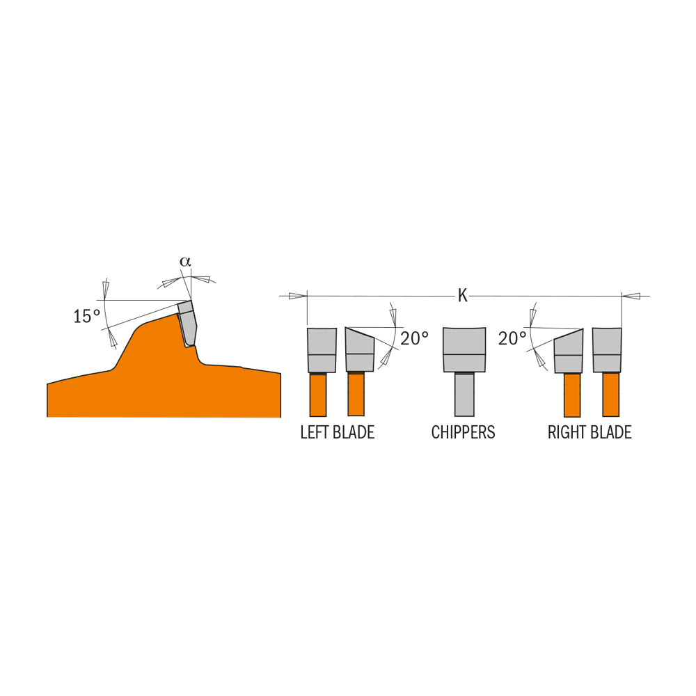 CMT Orange Tools 230.524.08 Dado Grooving 8" Industrial Industrial Tools Industrial circular saw blades Woodworking Tools and accessories Ireland Maginn Machinery 04