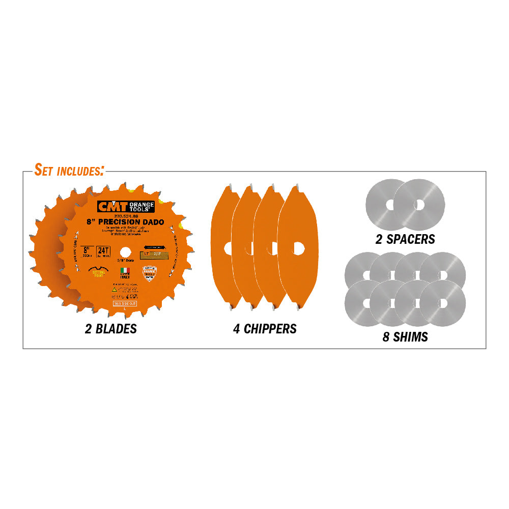 CMT Orange Tools 230.520.06 Dado Grooving 6" Industrial Industrial Tools Industrial circular saw blades Woodworking Tools and accessories Ireland Maginn Machinery 06