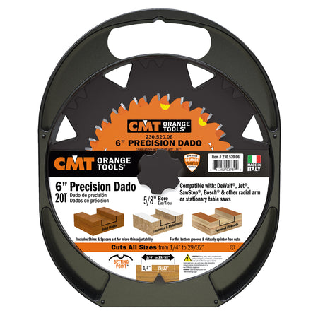 CMT Orange Tools 230.520.06 Dado Grooving 6" Industrial Industrial Tools Industrial circular saw blades Woodworking Tools and accessories Ireland Maginn Machinery 09