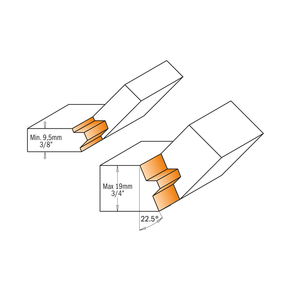 CMT Orange Tools 955.005.11 Lock miter router bit set industrial industrial Tools Industrial router bits Woodworking Tools and accessories Ireland Maginn Machinery 05