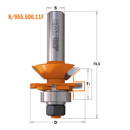 CMT Orange Tools 855.506.11 V-Tongue & groove router bit set industrial industrial Tools Industrial router bits Woodworking Tools and accessories Ireland Maginn Machinery 06