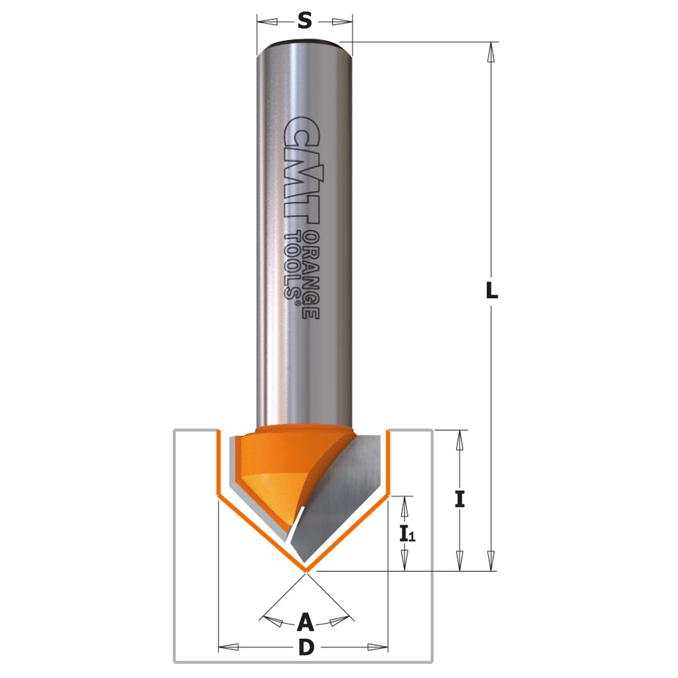 CMT Orange Tools 915.095.11 V-Grooving router bits (90°) industrial industrial Tools Industrial router bits Woodworking Tools and accessories Ireland Maginn Machinery 02
