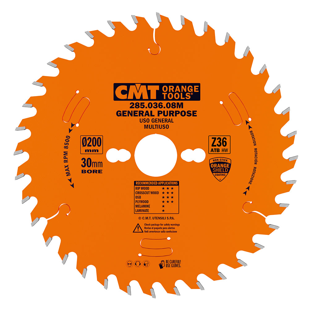 CMT Orange Tools 285.036.08M Crosscut circular saw blades Industrial Industrial Tools Industrial circular saw blades Woodworking Tools and accessories Ireland Maginn Machinery 04