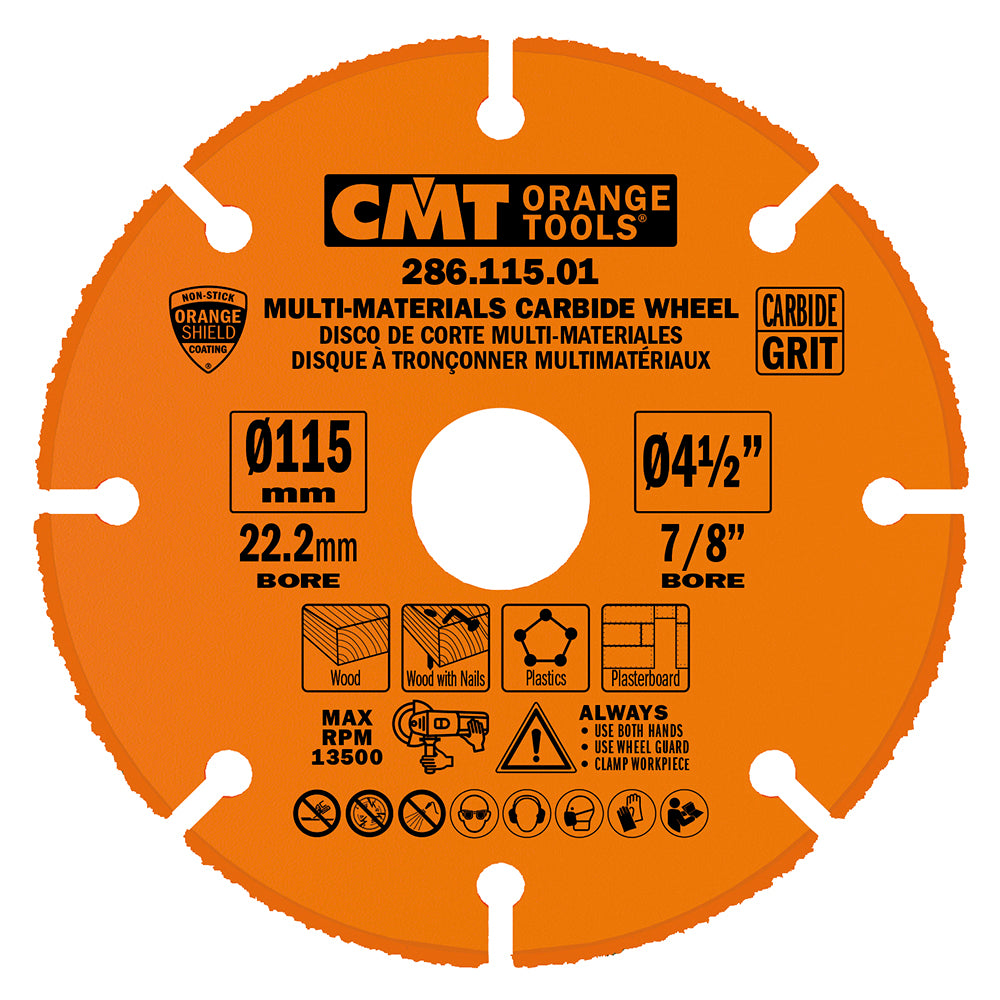 CMT Orange Tools 286.115.01 Multi-Materials Carbide Wheel for Angle Grinder Industrial Industrial Tools Industrial circular saw blades Woodworking Tools and accessories Ireland Maginn Machinery