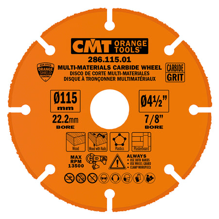 CMT Orange Tools 286.115.01 Multi-Materials Carbide Wheel for Angle Grinder Industrial Industrial Tools Industrial circular saw blades Woodworking Tools and accessories Ireland Maginn Machinery