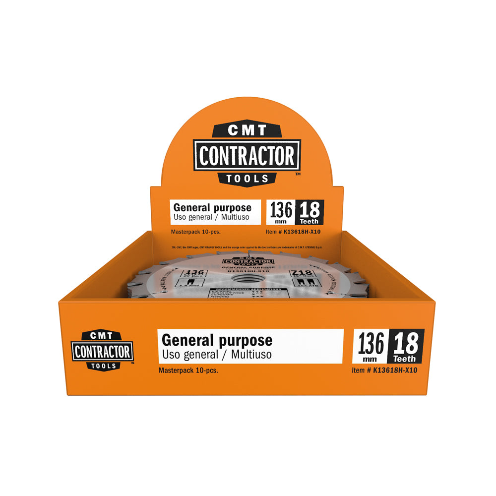 CMT Orange Tools K21648M K1-2 Contractor circular saw blade in Masterpack K CONTRACTOR® Hardware Hardware Tools Circular saw blades CMT Contractor Tools® - ITKPlus® Woodworking Tools and accessories Ireland Maginn Machinery 06