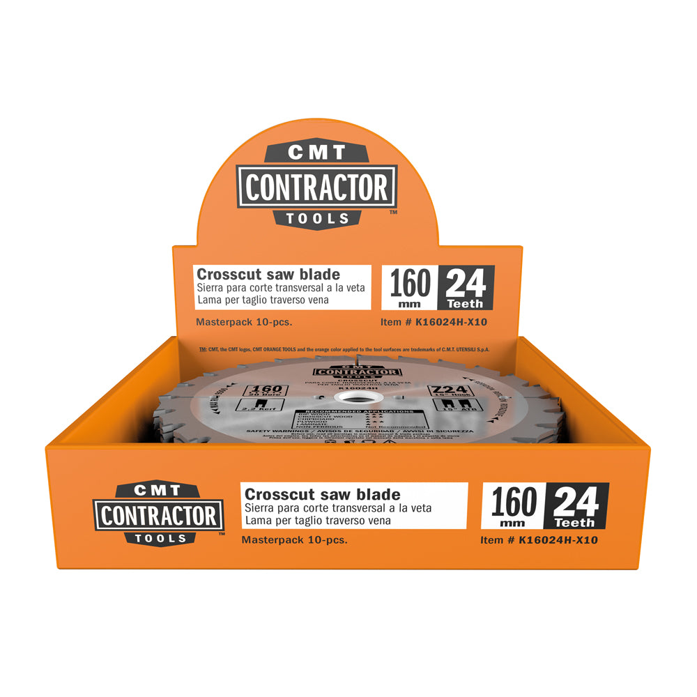 CMT Orange Tools K21624M-X10 K1-2 Contractor circular saw blade in Masterpack K CONTRACTOR® Hardware Hardware Tools Circular saw blades CMT Contractor Tools® - ITKPlus® Woodworking Tools and accessories Ireland Maginn Machinery 08