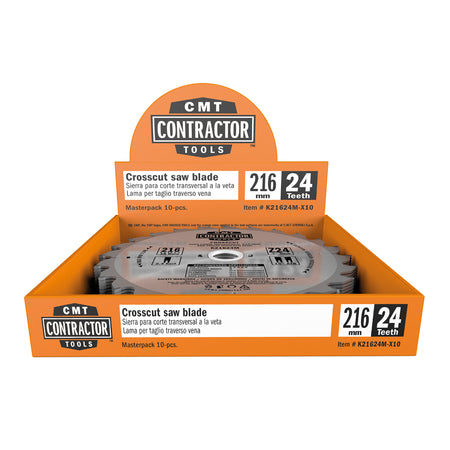 CMT Orange Tools K21624M-X10 K1-2 Contractor circular saw blade in Masterpack K CONTRACTOR® Hardware Hardware Tools Circular saw blades CMT Contractor Tools® - ITKPlus® Woodworking Tools and accessories Ireland Maginn Machinery 15