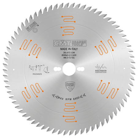 CMT Orange Tools 281.672.12M Industrial low noise & chrome coated circular saw blades with TCG grind Industrial Industrial Tools Industrial circular saw blades Woodworking Tools and accessories Ireland Maginn Machinery 04