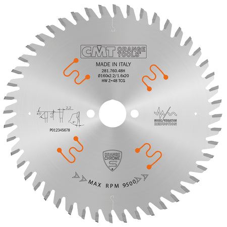 CMT Orange Tools 281.672.12M Industrial low noise & chrome coated circular saw blades with TCG grind Industrial Industrial Tools Industrial circular saw blades Woodworking Tools and accessories Ireland Maginn Machinery