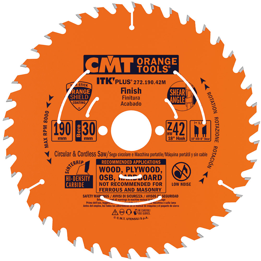 CMT Orange Tools 272.136.36H 272 ITK Plus finishing Thin Kerf saw blades Hardware Hardware Tools Circular saw blades CMT Contractor Tools® - ITKPlus® Woodworking Tools and accessories Ireland Maginn Machinery 04