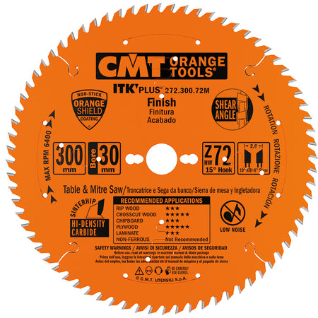 CMT Orange Tools 272.184.40M 272 ITK Plus finishing Thin Kerf saw blades Hardware Hardware Tools Circular saw blades CMT Contractor Tools® - ITKPlus® Woodworking Tools and accessories Ireland Maginn Machinery 06