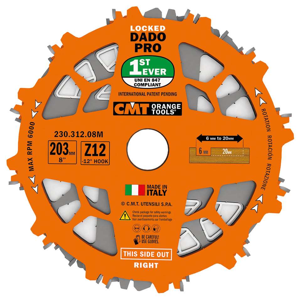 CMT Orange Tools 230.312.08M Locked Dado Pro Set Industrial Industrial Tools Industrial circular saw blades Woodworking Tools and accessories Ireland Maginn Machinery