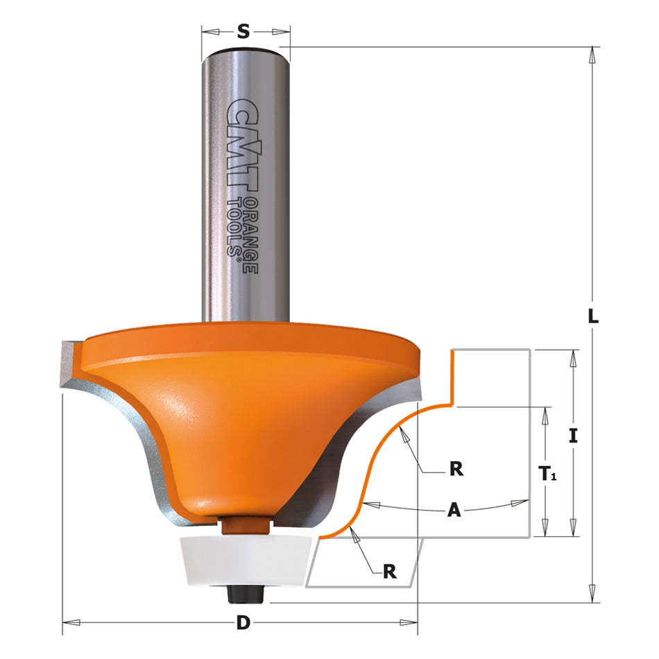 CMT Orange Tools 880.542.11 Solid Surface Rounding Over Bowl Bit (ogee profile) industrial industrial Tools Industrial router bits Woodworking Tools and accessories Ireland Maginn Machinery 02
