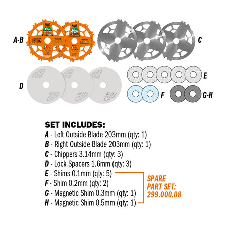 CMT Orange Tools 299.000.08 Locked Dado Pro Set Industrial Industrial Tools Industrial circular saw blades Woodworking Tools and accessories Ireland Maginn Machinery 05