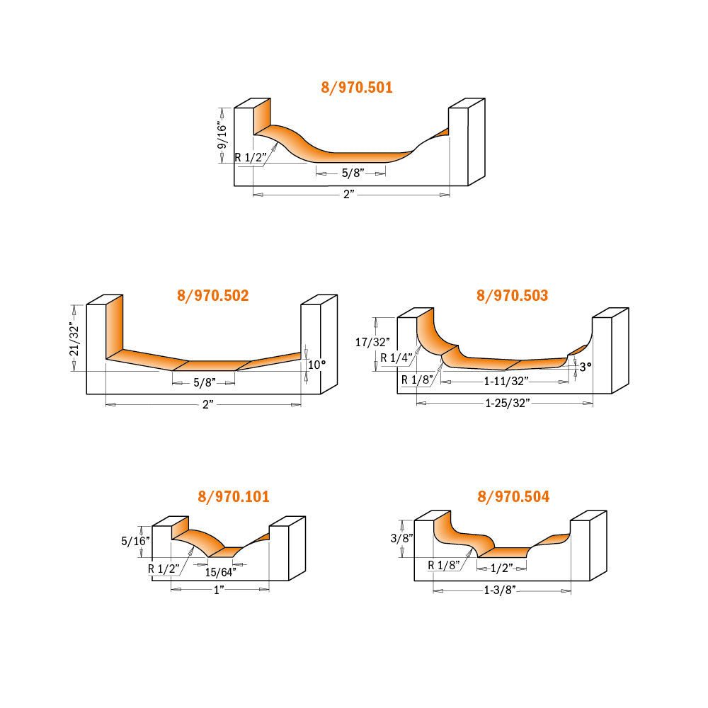 CMT Orange Tools 870.101.11 Stile & Panel Router Bits for MDF industrial industrial Tools Industrial router bits Woodworking Tools and accessories Ireland Maginn Machinery 05