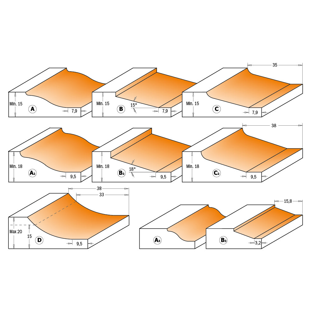 CMT Orange Tools 890.501.11 Horizontal Raised panel router bits industrial industrial Tools Industrial router bits Woodworking Tools and accessories Ireland Maginn Machinery 03