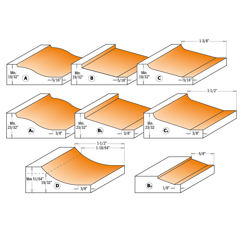 CMT Orange Tools 890.501.11 Horizontal Raised panel router bits industrial industrial Tools Industrial router bits Woodworking Tools and accessories Ireland Maginn Machinery 04