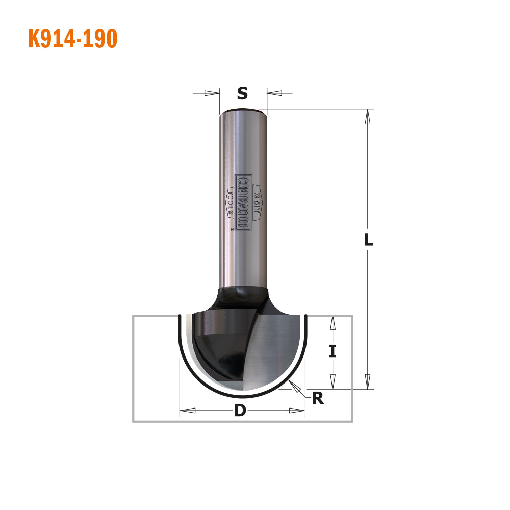 CMT Orange Tools K914-060 Round Nose Bits Hardware Hardware Tools Contractor router bits Woodworking Tools and accessories Ireland Maginn Machinery 02