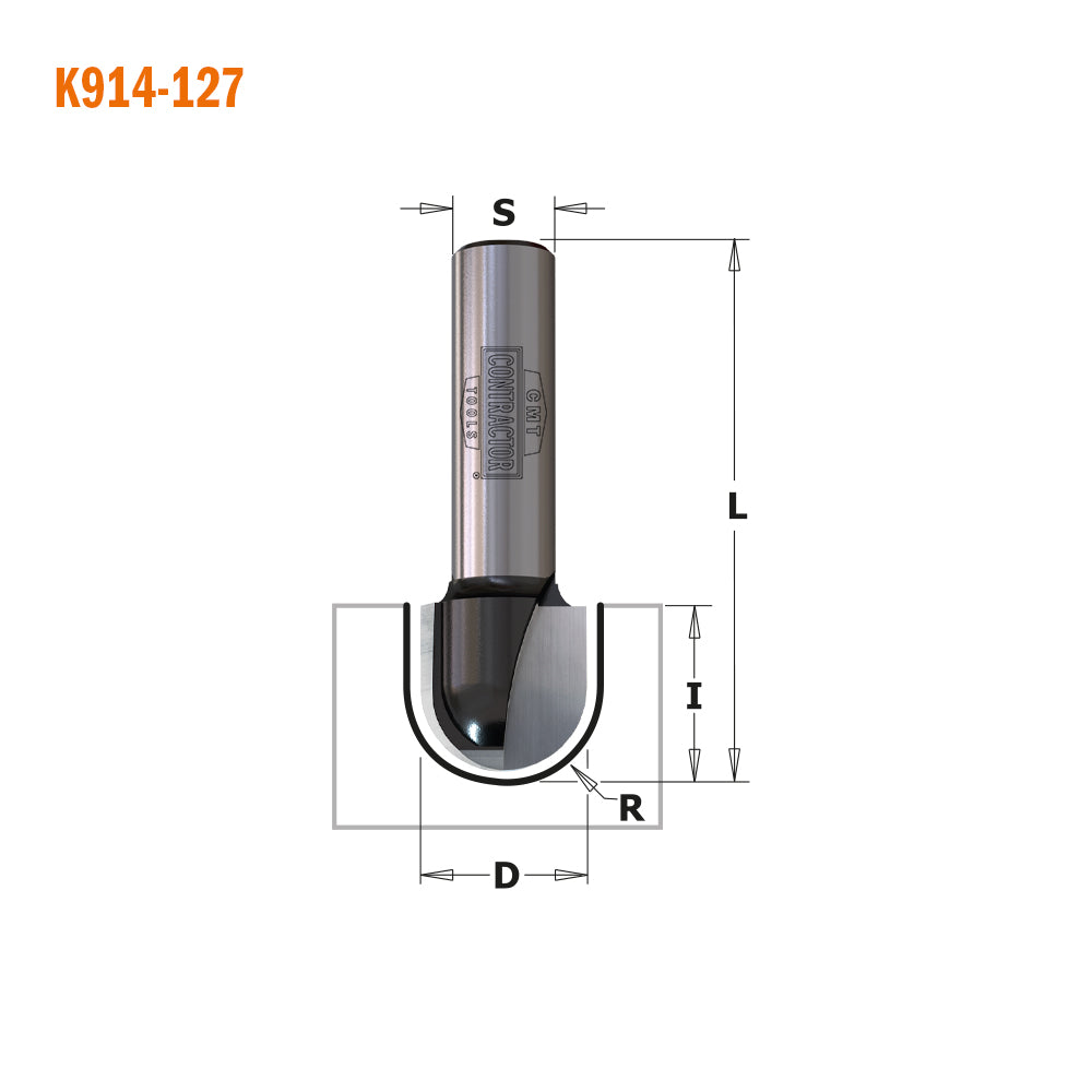 CMT Orange Tools K914-060 Round Nose Bits Hardware Hardware Tools Contractor router bits Woodworking Tools and accessories Ireland Maginn Machinery 04