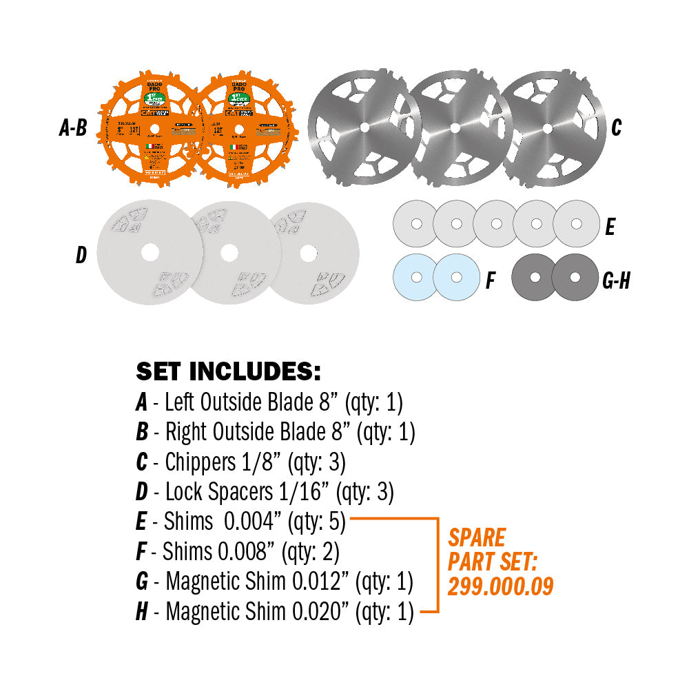 CMT Orange Tools 230.312.08 Locked Dado Pro Set Industrial Industrial Tools Industrial circular saw blades Woodworking Tools and accessories Ireland Maginn Machinery 05