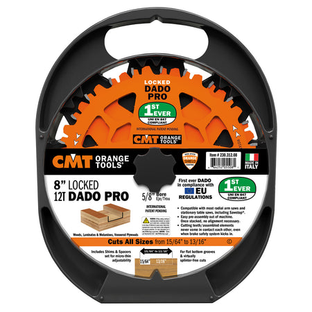 CMT Orange Tools 230.312.08 Locked Dado Pro Set Industrial Industrial Tools Industrial circular saw blades Woodworking Tools and accessories Ireland Maginn Machinery 08