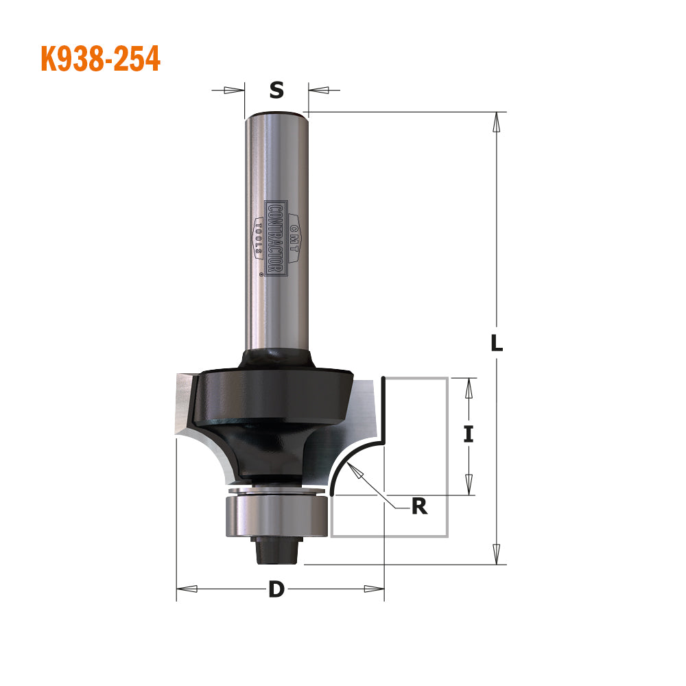 CMT Orange Tools K938-167 Roundover & Beading Bits Hardware Hardware Tools Contractor router bits Woodworking Tools and accessories Ireland Maginn Machinery 02