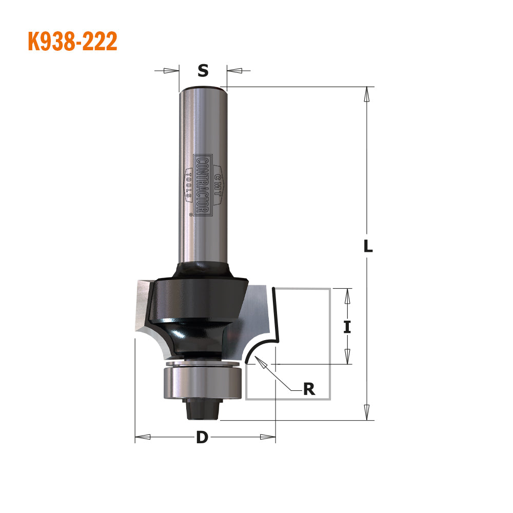 CMT Orange Tools K938-167 Roundover & Beading Bits Hardware Hardware Tools Contractor router bits Woodworking Tools and accessories Ireland Maginn Machinery 04