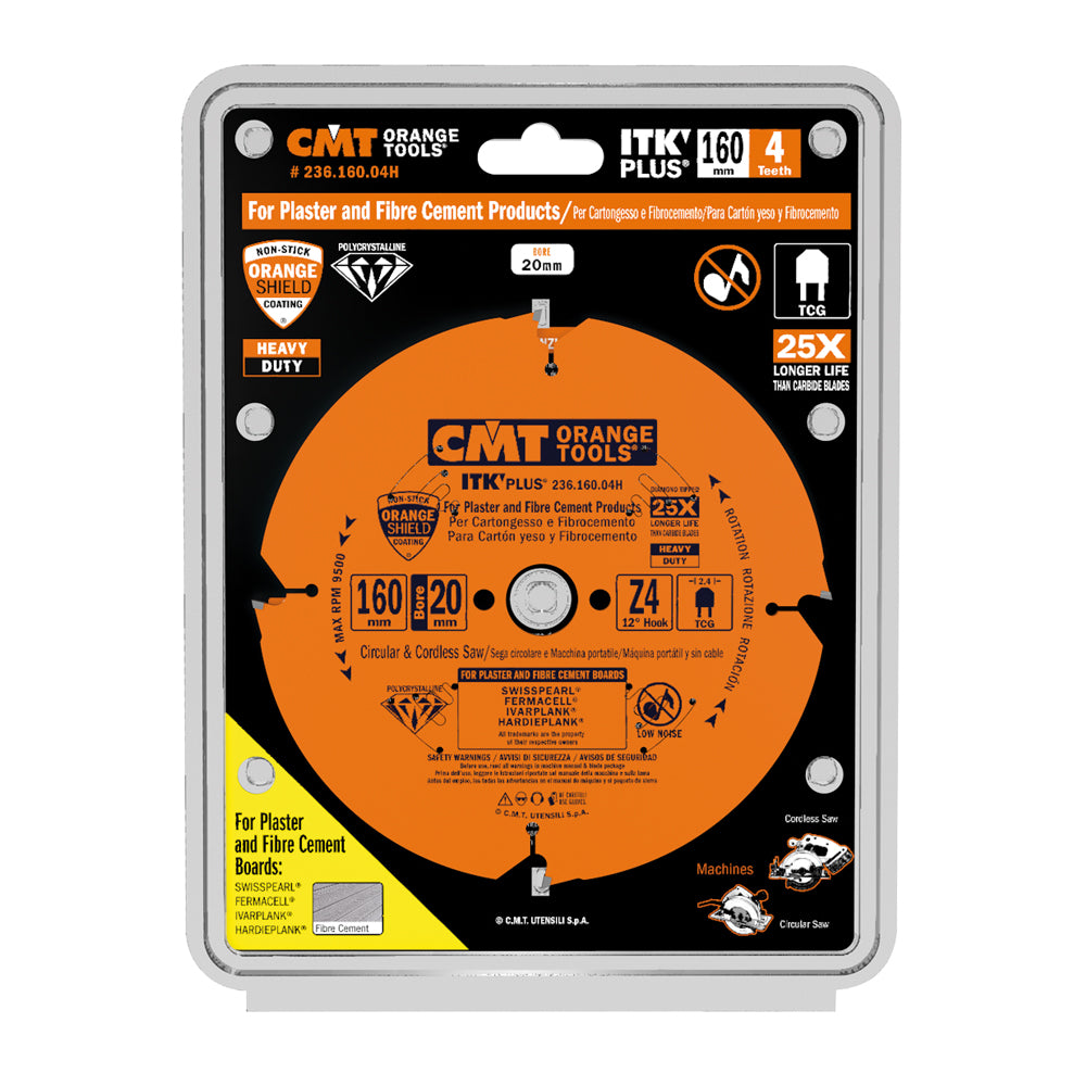 CMT Orange Tools 236.190.04M 236 DP SAW BLADES - ULTRA-HARD MATERIALS- LONG LIFE Hardware Hardware Tools Circular saw blades CMT Contractor Tools® - ITKPlus® Woodworking Tools and accessories Ireland Maginn Machinery 04