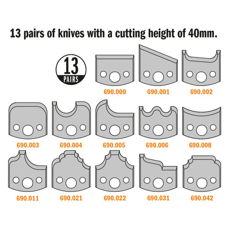 CMT Orange Tools 692.013.08 13 piece multiprofile cutter head sets without limiters industrial industrial Tools Cutter heads & knives Woodworking Tools and accessories Ireland Maginn Machinery 02