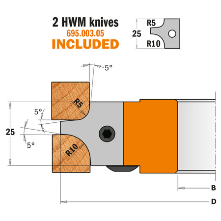 CMT Orange Tools 694.003.30 Multiradius roundover cutter heads industrial industrial Tools Cutter heads & knives Woodworking Tools and accessories Ireland Maginn Machinery 04