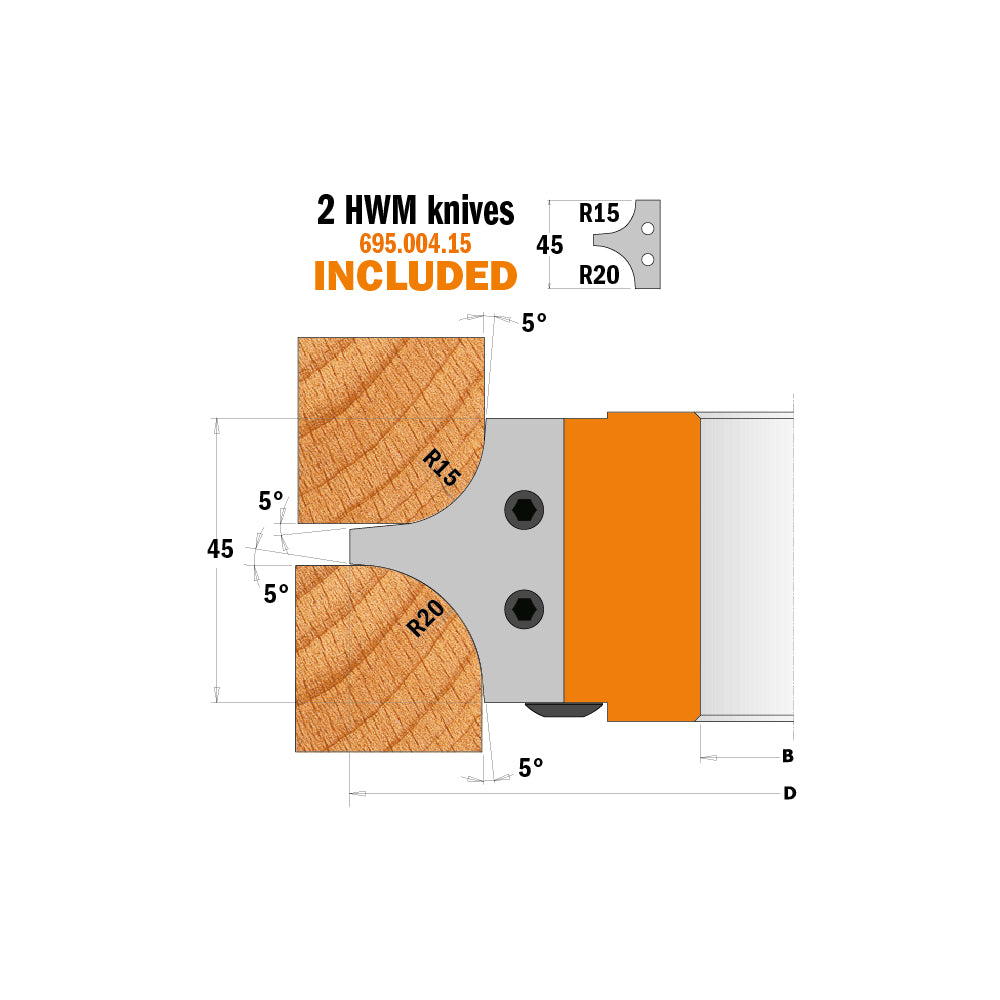 CMT Orange Tools 694.004.40 Multiradius roundover cutter heads industrial industrial Tools Cutter heads & knives Woodworking Tools and accessories Ireland Maginn Machinery 04