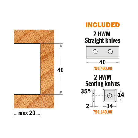 CMT Orange Tools 694.020.30 Cutter Head for Rabbeting & Profile Knives 40mm (1-37/64") industrial industrial Tools Cutter heads & knives Woodworking Tools and accessories Ireland Maginn Machinery 04